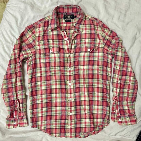 RRL & CO / RALPH LAUREN PLAID LIGHTWEIGHT FLANNEL SHIRT - SMALL - Picture 1 of 5